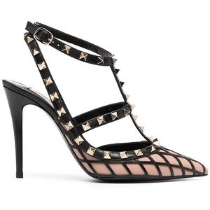 NEW Valentino Boudoir Grid Nude Black Rockstud